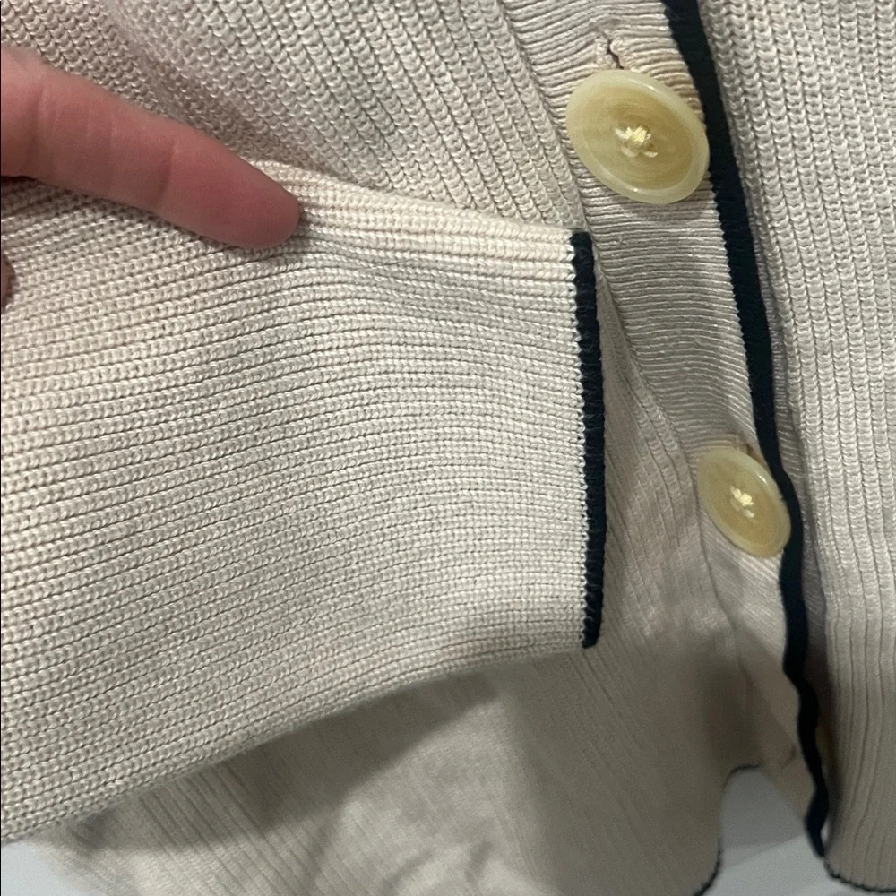Ann Taylor Factory Beige Cardigan with Black Accents - Picture 6 of 7